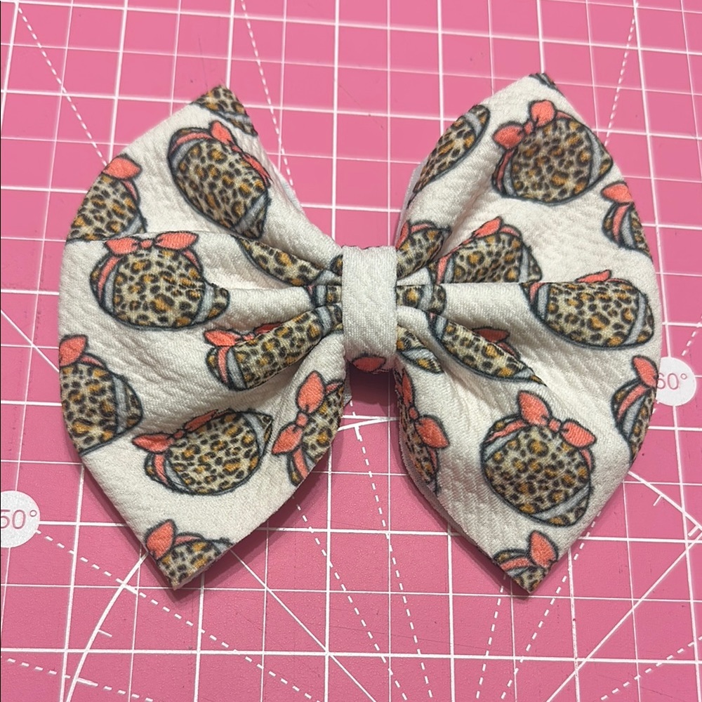 Leopard Print Football Bow Hair Accessory